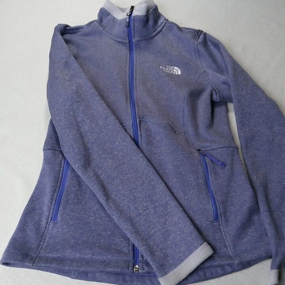 The North Face Womens‎ Small Full Zip Fleece Jacket Heathered Purple Mock Neck